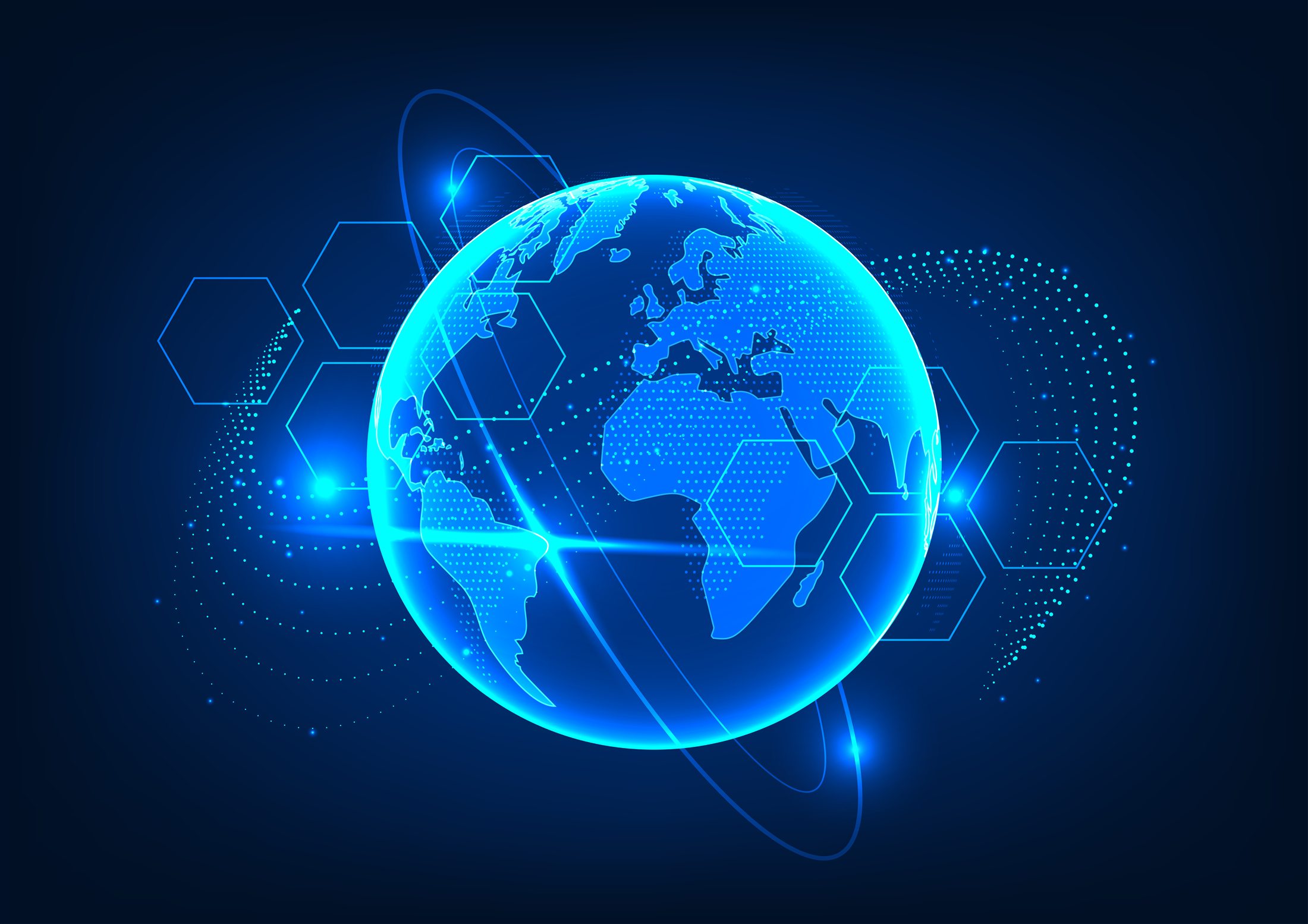 Digital globe showing global connectivity